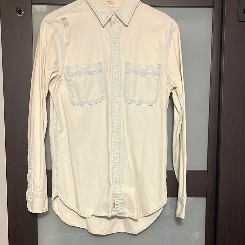 Hollister Cream Button-Up Shirt